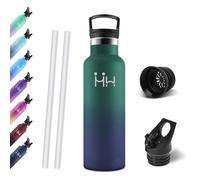 Motswedi Borraccia Termica, 750 ml Senza BPA, Borracce Acqua, Bottiglia Con Cannuccia e 2 Coperchi, Borraccia Acciaio Inox, 18/8 Acciaio Inossidabile, Borracce per Sport - Verde scuro&blu scuro