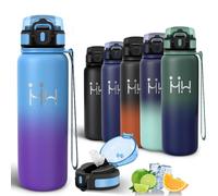 Motswedi Borraccia Termica 750ml, Acciaio Inox, Bottiglia Termica, a Prova di Perdite, Borracce Termiche, 6 cannucce, Freddo 24h Caldo 12h, per Sport, Palestra, Ciclismo, Azzurro Cielo & Viola