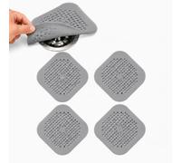 Motswedi Filtro Doccia Capelli, 4 Pcs, Silicone, Raccogli Capelli Doccia con Ventosa, per Cucina, Bagno, Vasca, Grigio