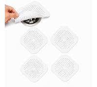 Motswedi Filtro Doccia Capelli, 4 Pcs, Silicone, Raccogli Capelli Doccia con Ventosa, per Cucina, Bagno, Vasca, Bianco