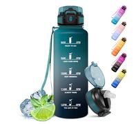 Motswedi MO-KKN-SYXZG-1500ML-JB-Green-Grey, 500ml/1000ml/1500ml Borraccia con Cannuccia, Senza BPA Unisex-Youth, Verde Scuro & Grigio, 1500 ml