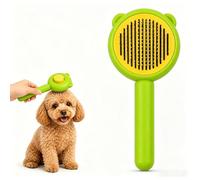 Motswedi Spazzola Per Cani, Manico ergonomico, Pulizia Con un Clic, Spazzola per Gatti, Cani, Coniglio, Pelo Lungo, Corto, Verde