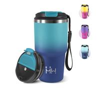 Motswedi Tazza Termica, 600 ml, Mug Termica, 304 Acciaio Inox, Tazza da Viaggio, con coperchio a prova di perdite, Coffee Mug-to-Go, Ideali per l'Uso Fuori Casa, Ufficio - Verde scuro&blu scuro