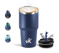 Motswedi Termos Caffè 600 ML, Tazza termica Riutilizzabili Prova di Perdite, Bicchiere Termico, Acciaio Inox 304, Travel Mug per Caffè Caldo e Freddo, Latte e Tè - Blu mezzanotte