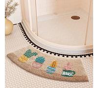 Mott 50 - Tappetino da bagno curvo, tappetino da bagno semicircolare, tappetino angolare antiscivolo, tappetino da doccia, in microfibra ultra morbida e assorbente, per bagni di hotel, 42 x 75 cm