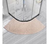 MOTT 50 Tappetino da bagno semicircolare per box doccia quadrante, antiscivolo, tappetino da doccia, tappetino a forma di ventaglio, tappetino da doccia curvo per hotel, beige, 45 x 100 cm