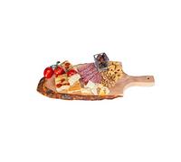 Mottinox Tagliere Ovale Con Manico Bordo Corteccia, Vassoio Aperitivi Tronco Legno, Dimensioni 35x15x2,20 (1 Pezzo)