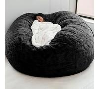 MOTTK Fodera per poltrona sacco (senza imbottitura), per adulti e bambini, oversize, soffice e soffice, per divano, per l'inverno, per soggiorno e camera da letto (nero, 1,7 m)