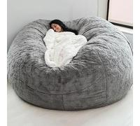 MOTTK Fodera per poltrona sacco (senza imbottitura), per adulti e bambini, oversize, soffice e soffice, per divano, per l'inverno, per soggiorno e camera da letto (grigio chiaro, 1,8 m)