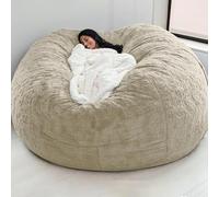 MOTTK Fodera per poltrona sacco (senza imbottitura), per adulti e bambini, oversize, soffice e soffice, per divano, per l'inverno, grande, per soggiorno e camera da letto (beige, 1,8 m)