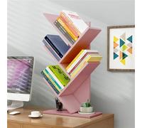 MOTTK Libreria ad albero da scrivania, organizer da scrivania, organizer da ufficio, robusto supporto per libri multifunzione, in legno (rosa, 26,5 x 16 x 60 cm)