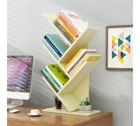 MOTTK Libreria ad albero da scrivania, organizer da scrivania, organizer da ufficio, robusto supporto per libri multifunzione, in legno (giallo, 26,5 x 16 x 60 cm)