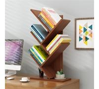 MOTTK Libreria ad albero da scrivania, organizer da scrivania, organizer da ufficio, robusto supporto per libri multifunzione, in legno (marrone, 26,5 x 16 x 60 cm)