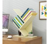 MOTTK Libreria ad albero da scrivania, organizer da scrivania, organizer da ufficio, robusto supporto per libri multifunzione, in legno (giallo, 26,5 x 16 x 40 cm)