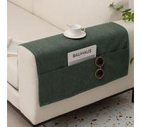 MOTTK Organizer per bracciolo del divano, antiscivolo, in tessuto di lino, per divano, reclinabile, comodino, antipolvere e salvaspazio, 1 pezzo (verde scuro, 60 x 110 cm)