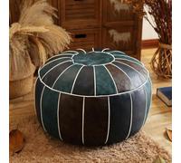 MOTTK Pouf rotondo in pelle di alta qualità, non imbottito, copertura per ottomana marocchina, poggiapiedi, decorazione per la casa, soluzione per riporre gli animali di peluche (blu)
