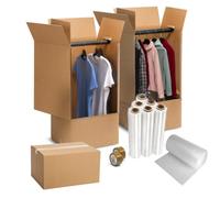 Mottola Packaging - Kit Trasloco Completo - 10 Scatole 60x40x40, 20 Scatole 60x30x30, 2 Scatole Appendi Abiti, Pluriball 6 m, 2 Nastri Adesivi
