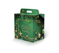 Mottola Packaging Portapanettone Natalizio (34 X 24 X 34 CM), 15 Pezzi, Scatola Resistente Fino a 7kg, Contiene un Panettone e una o due Bottiglie, Con Maniglia, Made in Italy