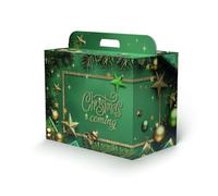Mottola Packaging Portapanettone Natalizio 43x26x34, 15 Pezzi, Scatola Resistente Fino a 7kg, Contiene un Panettone e una o due Bottiglie, Con Maniglia, Made in Italy (43X26X34CM modello 2)