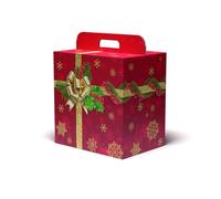 Mottola Packaging Portapanettone Natalizio 43x26x34, 15 Pezzi, Scatola Resistente Fino a 7kg, Contiene un Panettone e una o due Bottiglie, Con Maniglia, Made in Italy (34 X 24 X 34CM)