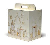 Mottola Packaging Portapanettone Natalizio 43x26x34, 15 Pezzi, Scatola Resistente Fino a 7kg, Contiene un Panettone e una o due Bottiglie, Con Maniglia, Made in Italy (34X24X34CM)