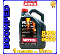 MOTUL 8100 ECO-CLEAN SAE 0W-30 C2 TANICA 5LT OLIO MOTORE ACEA C2, ILSAC GF-6A