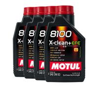 MOTUL 8100 x-Pulire + Efe SAE 0W-30 Olio Motore VW 504 00, VW 507 00, 4x1 Litro