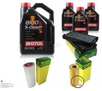 Motul 8L 5W-30 olio motore + Mann per BMW X6 E71 E72 30d xDrive30d X5 E70 3.0 D.