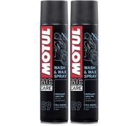 Motul - Pulitore a Secco per Tutti i Tipi di Moto e Superfici - Aerosol - Pulisce e Lucida Plastica e Vernici - MC Care Wash & Wax Spray E9-400 ml (Confezione da 2)