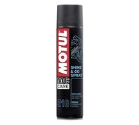 Motul - Ravvivante e Lucidante per Superfici Plastiche per Tutti i Tipi di Moto - Spray Detergente a Base di Silicone - Superfici Interne ed Esterne - MC Care Shine & Go Spray E10-400 ml