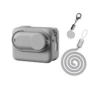 MotuTech Custodia in silicone per Insta360 GO3 - Custodia protettiva per fotocamera e azione anti-graffio + coperchio dell'obiettivo + cinturino (grigio)