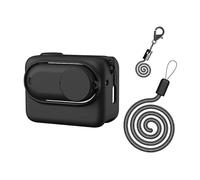 MotuTech Custodia in silicone per Insta360 GO3 - Custodia protettiva per fotocamera e azione anti-graffio + coperchio dell'obiettivo + cinturino (nero)