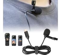 MotuTech Microfono Lavalier Clip-on tipo C per Insta360 X4 / X3 / Insta360 One X2/Insta360 One RS/Insta360 One R/OSMO Action 3/DJI Action 2 1,5 M Filo (per Insta360 One X2/X3/1 pollici)