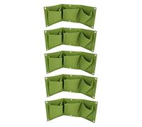 MOTUZP 5 Fioriere Sospese da Parete Verticale, Montate a Parete, Degradabili, con 3 Tasche, per Coltivazione di Fiori, 23,2 X 8,7 Pollici, Contenitore per Fiori Verde per Cortile, Giardino,(Verde)