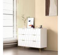 MOTUZP Cassettiera con 6 cassetti, alta e stretta, credenza, camera da letto, soggiorno, ideale per soggiorno, ufficio (bianco, 34 x 100 x 72,5 cm)