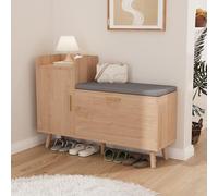 MOTUZP Scarpiera Ingresso, Set di Armadio Scarpiera e Panca, Portascarpe in Legno con Seduta Imbottita, Scarpiera per Ingressi e Corridoi (Colore del legno, Stile A)