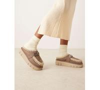 Mou - Bounce - Zoccoli in camoscio grigio elefante con logo 5