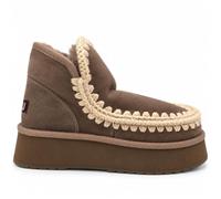 Mou Mini Eskimo Platform Boot Cognac | Stivaletto in pelle scamosciata, shearling e platform.