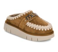 Mou - Bounce - Zoccoli in camoscio color cognac con logo-Marrone 3