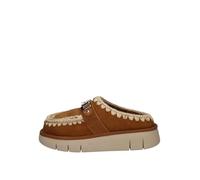 Mou - Bounce - Zoccoli in camoscio color cognac con logo-Marrone 3