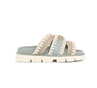 Mou Sandali da donna, design intrecciato, suola spessa, colore grigio e beige, blu, 37 EU
