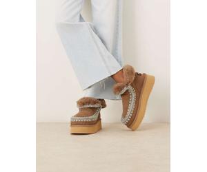 Mou - Stivaletti in camoscio con plateau marroni e blu-Neutro 39