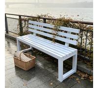 Moubhjd Panca da giardino in metallo resistente, design resistente alle intemperie per parchi giochi, giardini e spazi pubblici,Taglia:150cm,Colore:Bianco