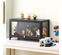 Moubhjd vetrina espositiva per collezionismo vetrina espositiva vetrinetta Struttura in bambù Naturale, Design della Porta dell'Armadio a ribalta, sigillata e Antipolvere-Black(60×33×40cm)