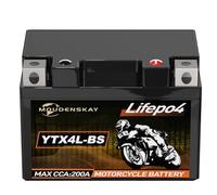 MOUDENSKAY Batteria al litio per moto, 12 V, Powersports con BMS (YTX4L-BS, 12,8 V, 2 Ah, 200 A), LiFePO4, batteria di avviamento adatta per motocicli, ATV, UTV, molto altro ancora