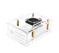 MOUDOAUER Custodia in acrilico + ventola di raffreddamento, custodia protettiva trasparente per Raspberry Pi 5