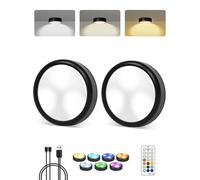 MOUJUCHI Luce LED Sottopensile, Ricaricabile Luce LED con Telecomando,3 Temperature di Colore e 7 RGB Colori Luce Sottopensile, Dimmerabili Magnetiche Luce Sottopensile per Vetrina Armadio Scaffali