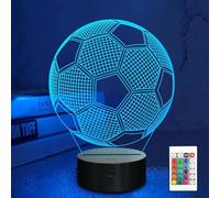 MOUJUCHI Luce notturna a forma di pallone da calcio, illusione 3D, 16 colori che cambiano con telecomando per bambini e ragazzi