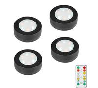 MOUJUCHI Luci Armadio,4PCS Under Cabinet Lights Luce a Batteria Lampada con con Telecomando Vetrine per Armadietto, Scale, Cucina, Corridoi, Camera