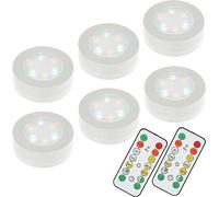 MOUJUCHI Luci Armadio, 6PCS Luce a Batteria Lampada con con Telecomando Vetrine per Armadietto, Scale, Cucina, Corridoi, Camera